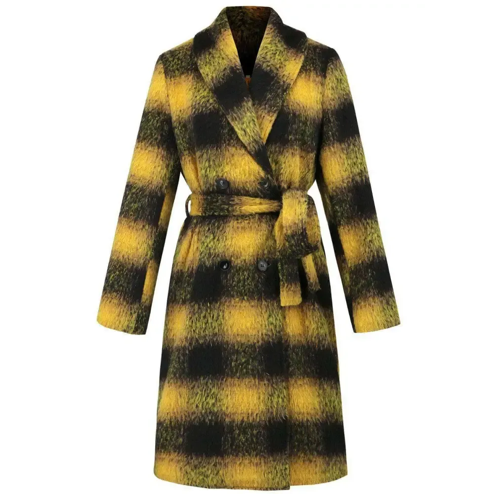 Plaid Tie Waist Long Sleeve Coat in Timeless Luxury Fashion for Women