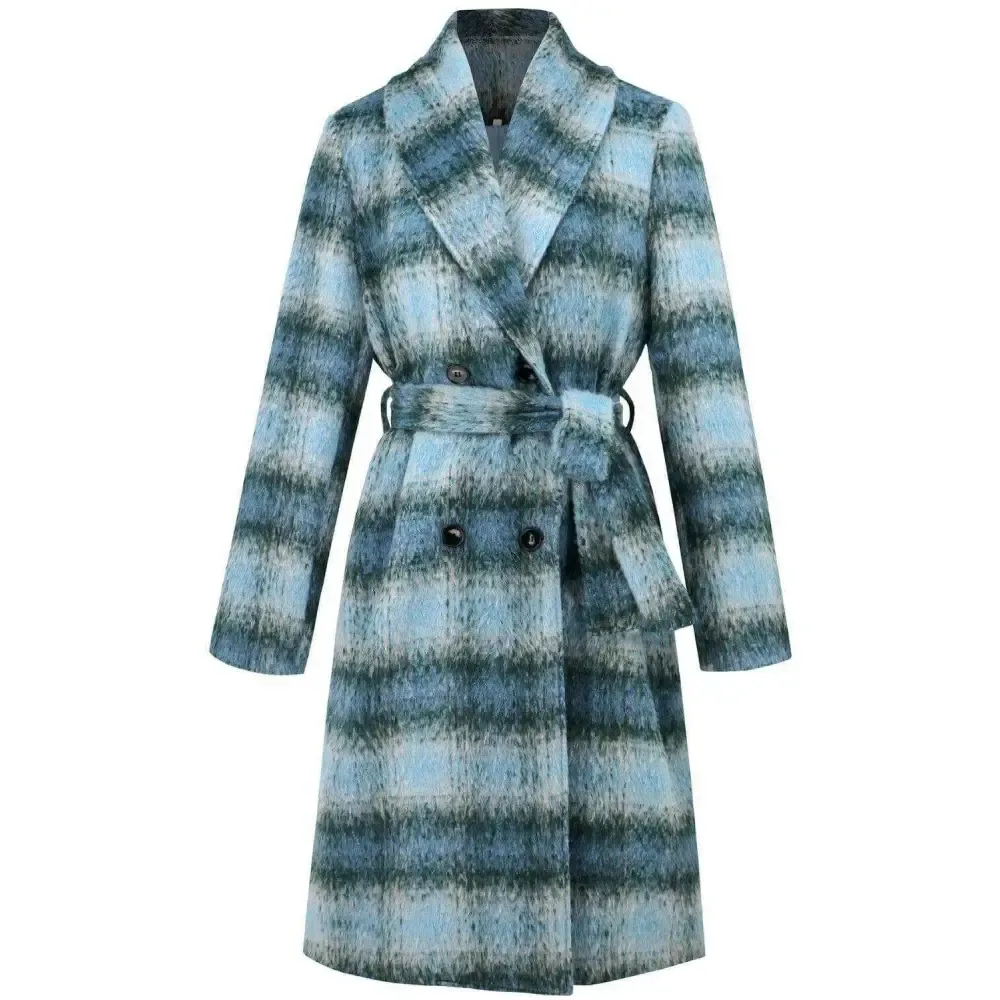 Plaid Tie Waist Long Sleeve Coat in Timeless Luxury Fashion for Women