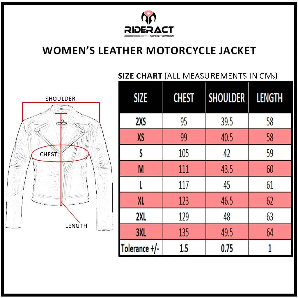 RIDERACT® Women Moto Jacket Black Brando Native Leather Moto Jacket