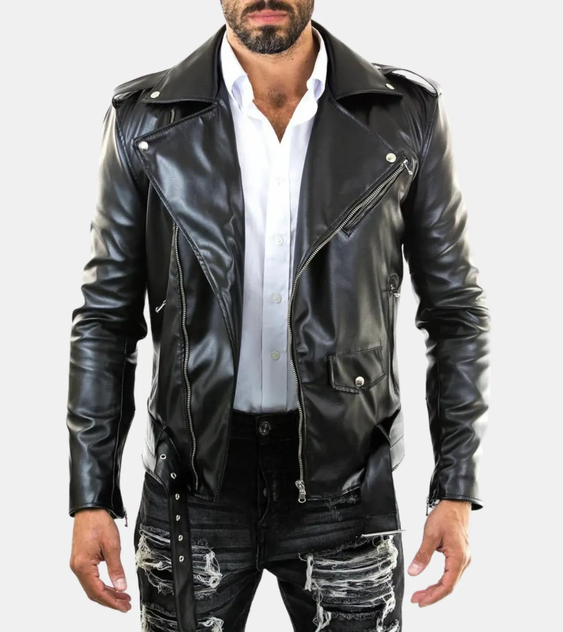 Sam Belted Men's Biker Leather Jacket