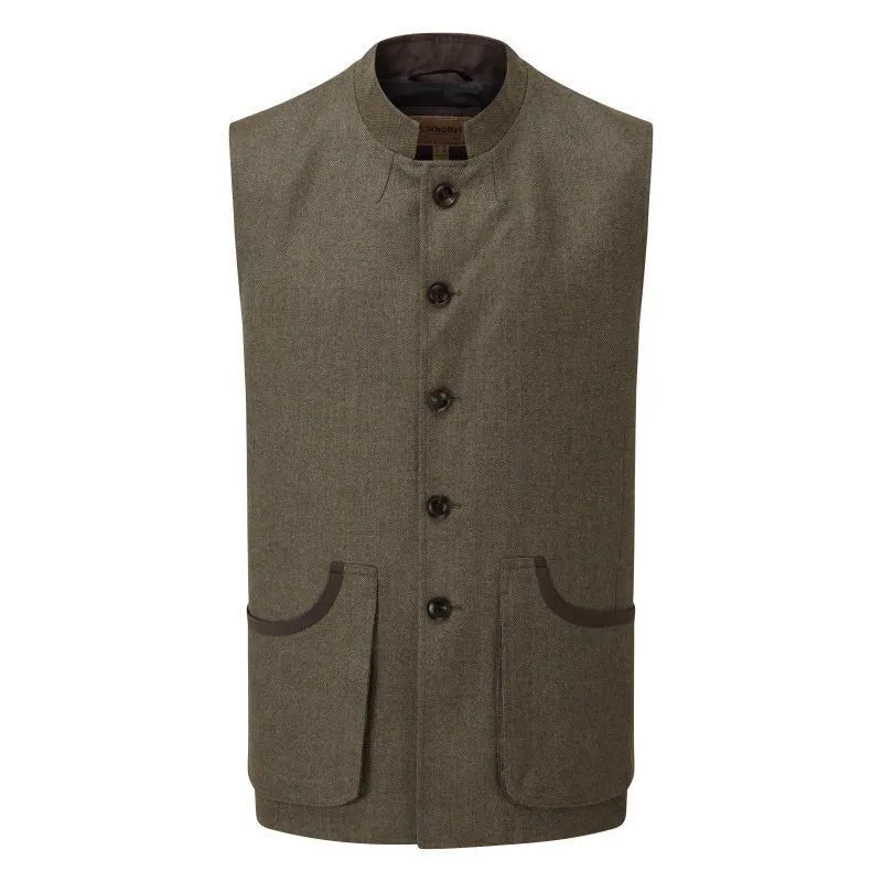 Schoffel Holcot Mens Tweed Waistcoat - Loden Green Herringbone Tweed