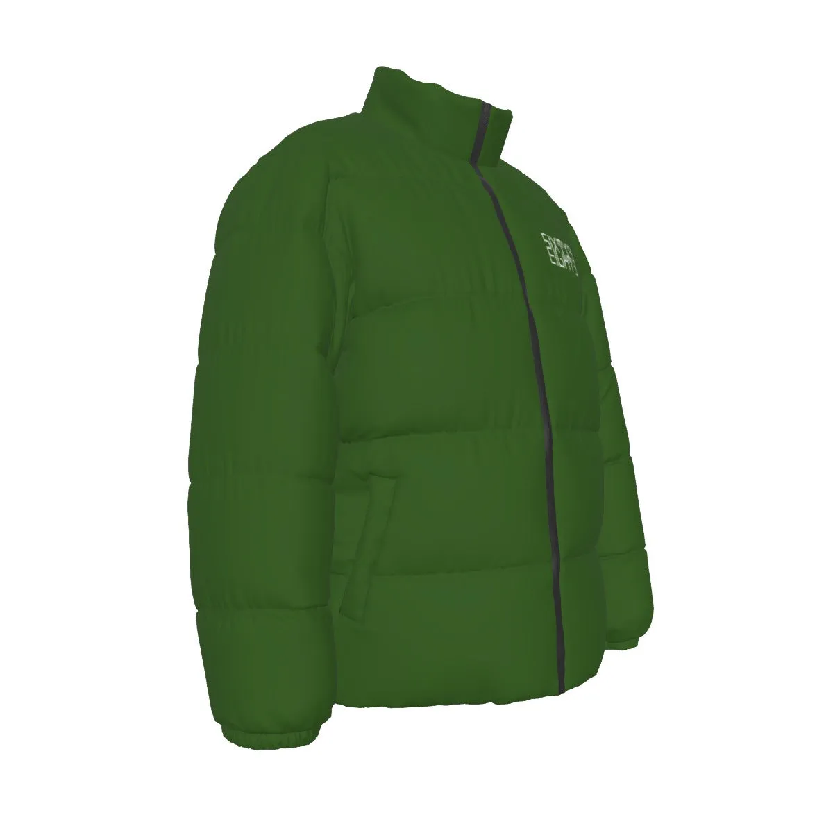 Sixty Eight 93 Logo White Forest Green Unisex Puffer Jacket