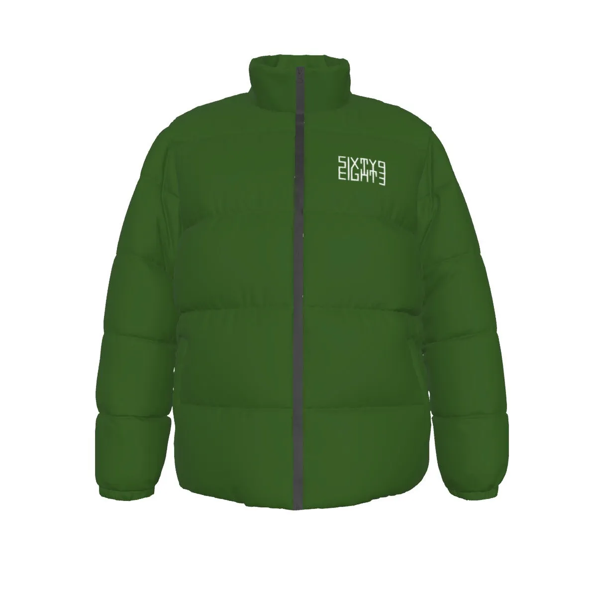 Sixty Eight 93 Logo White Forest Green Unisex Puffer Jacket