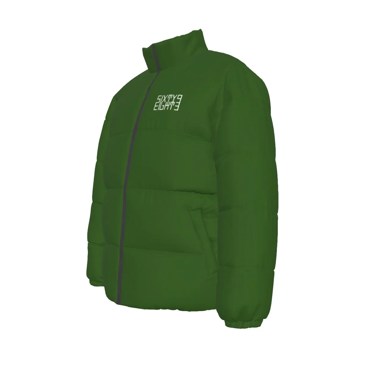 Sixty Eight 93 Logo White Forest Green Unisex Puffer Jacket