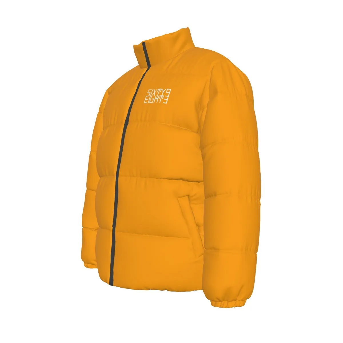 Sixty Eight 93 Logo White Orange Unisex Puffer Jacket