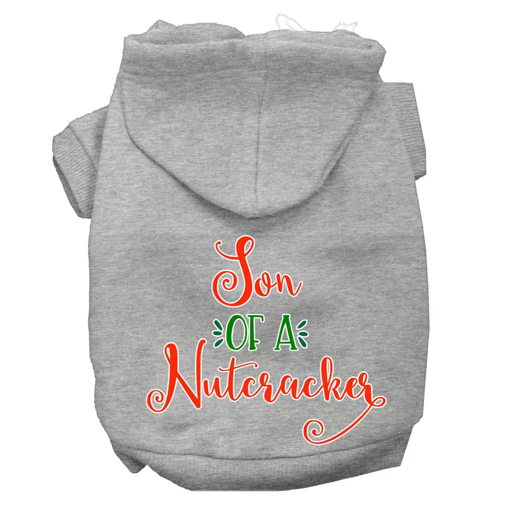 Son Of A Nutcracker Screen Print Dog Hoodie Grey Xl