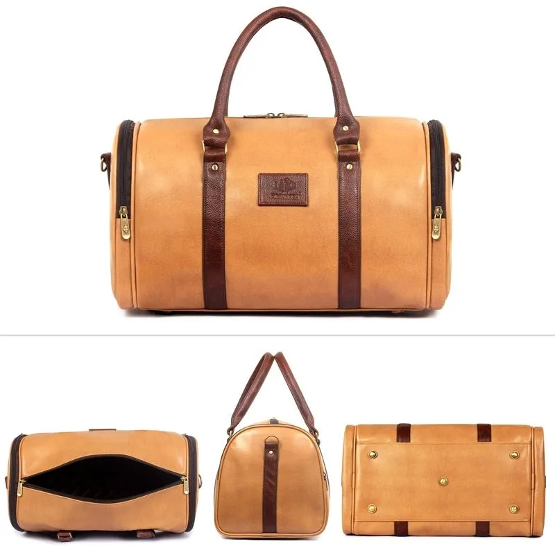 Stylish Duffle Bag - Vegan Leather, Water-Resistant | Adjustable Strap | 30 LTR | Beige