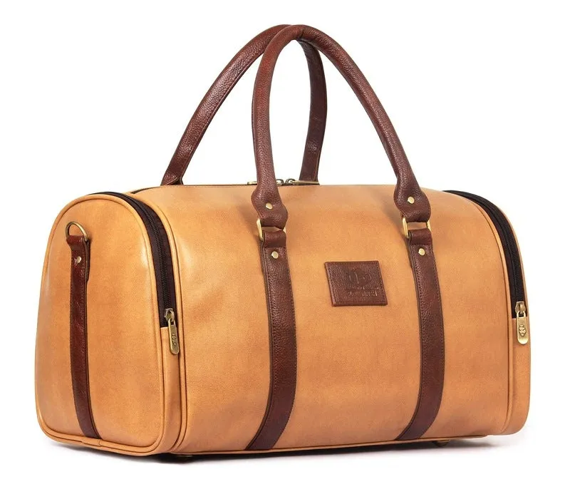 Stylish Duffle Bag - Vegan Leather, Water-Resistant | Adjustable Strap | 30 LTR | Beige