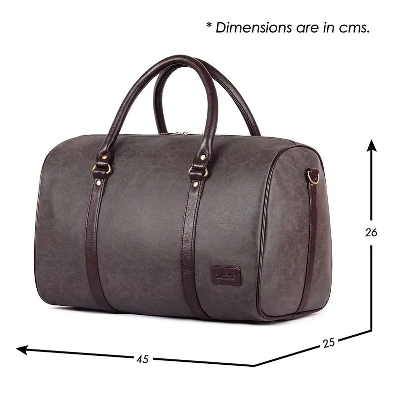 Stylish Grey Leatherette Weekender Duffle Bag | Spacious 29L | Versatile & Convenient | Unisex