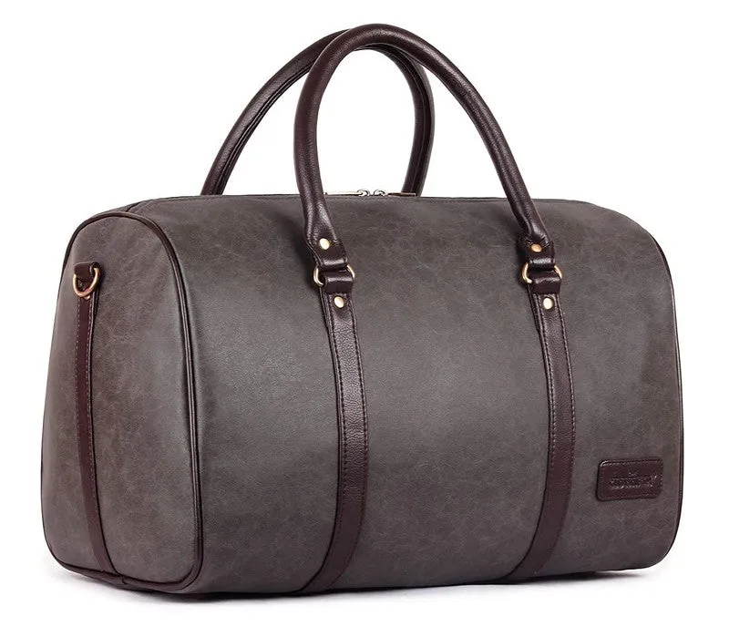 Stylish Grey Leatherette Weekender Duffle Bag | Spacious 29L | Versatile & Convenient | Unisex