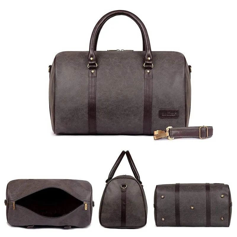 Stylish Grey Leatherette Weekender Duffle Bag | Spacious 29L | Versatile & Convenient | Unisex