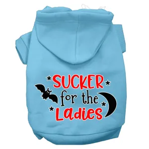 Sucker For The Ladies Screen Print Dog Hoodie Baby Blue S