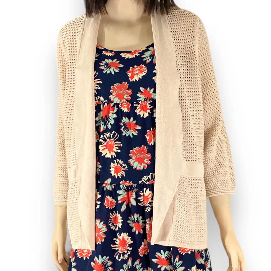 Tan Open Stitched Cardigan Blazer