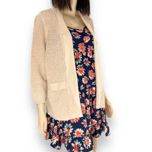 Tan Open Stitched Cardigan Blazer