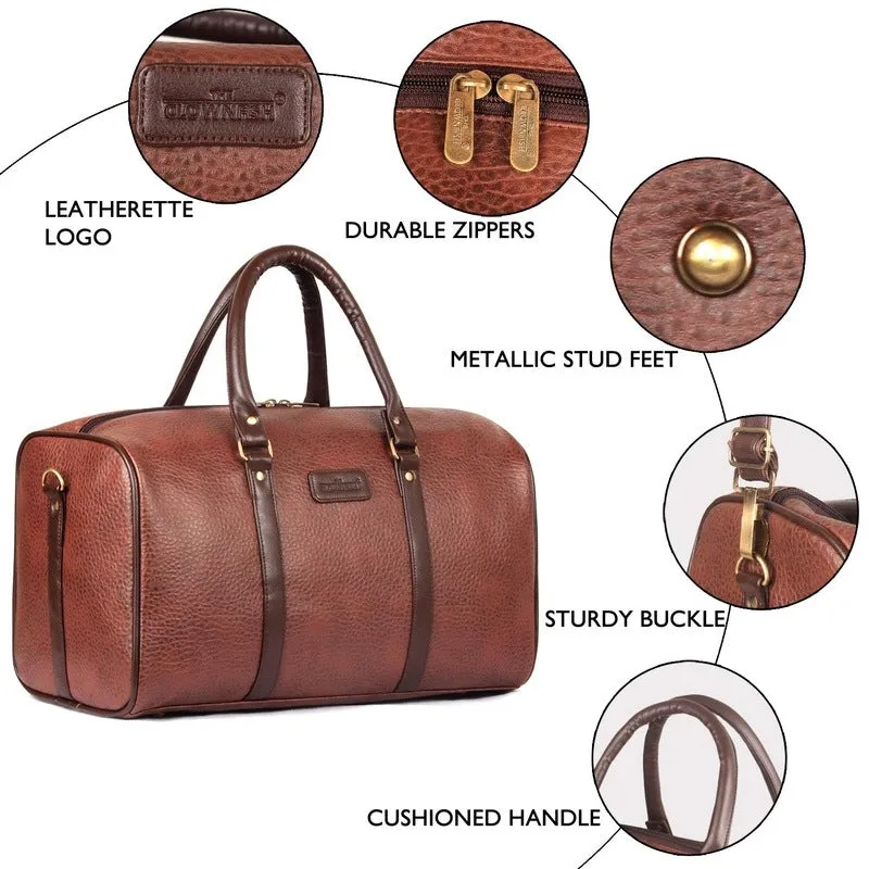 The Clownfish Amory Faux Leather 27 LTR CaramelTravel Duffel Bag