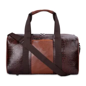 The Clownfish Anderson 25 litres Unisex Faux Leather Travel Duffle Bag Weekender Bag (Brown)