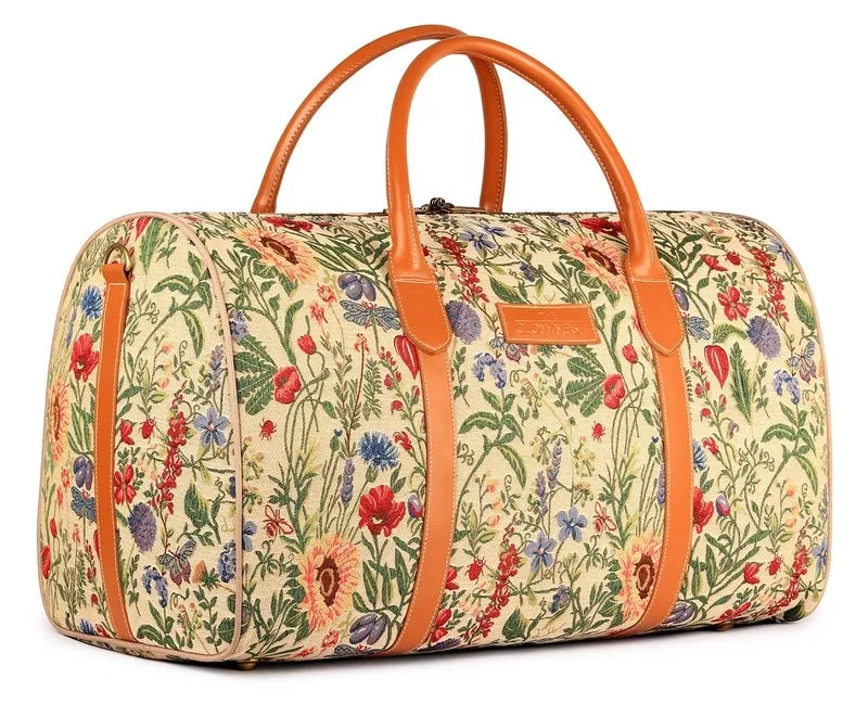 The Clownfish Blomster Tapestry 44 litres Duffle Bags Travel Bag Weekender Bag Duffel Bag (Flax)