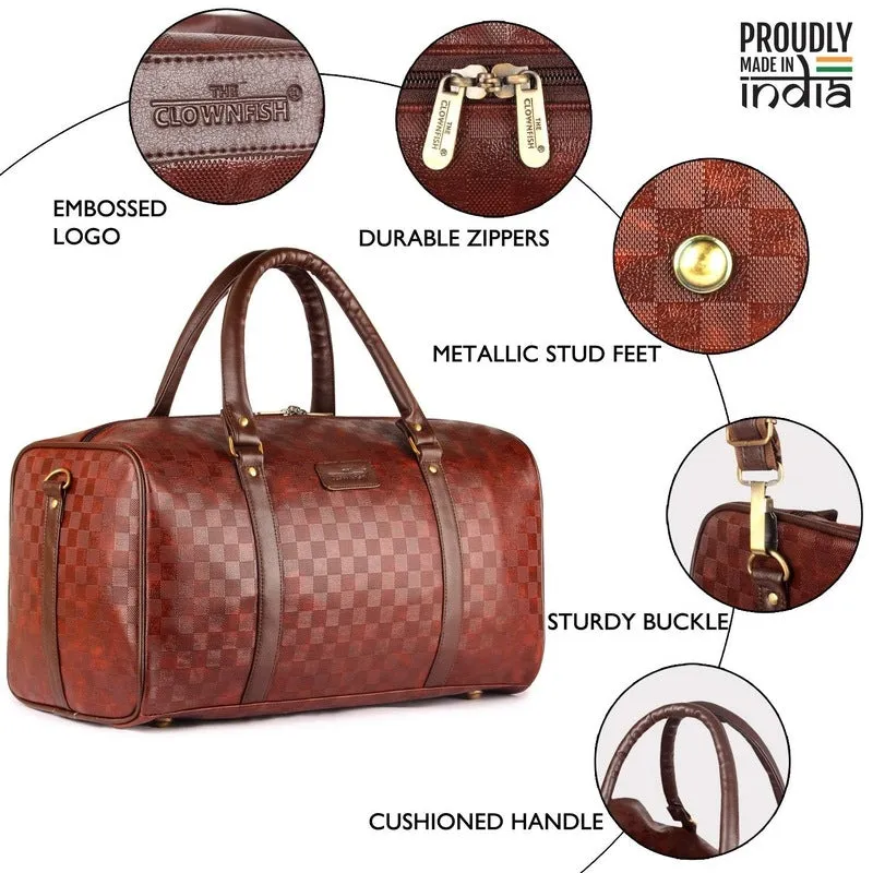 The Clownfish Checkers 27 litre Mahogany Travel Duffle