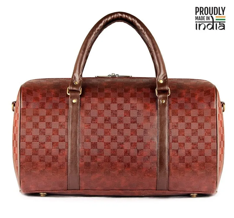 The Clownfish Checkers 27 litre Mahogany Travel Duffle