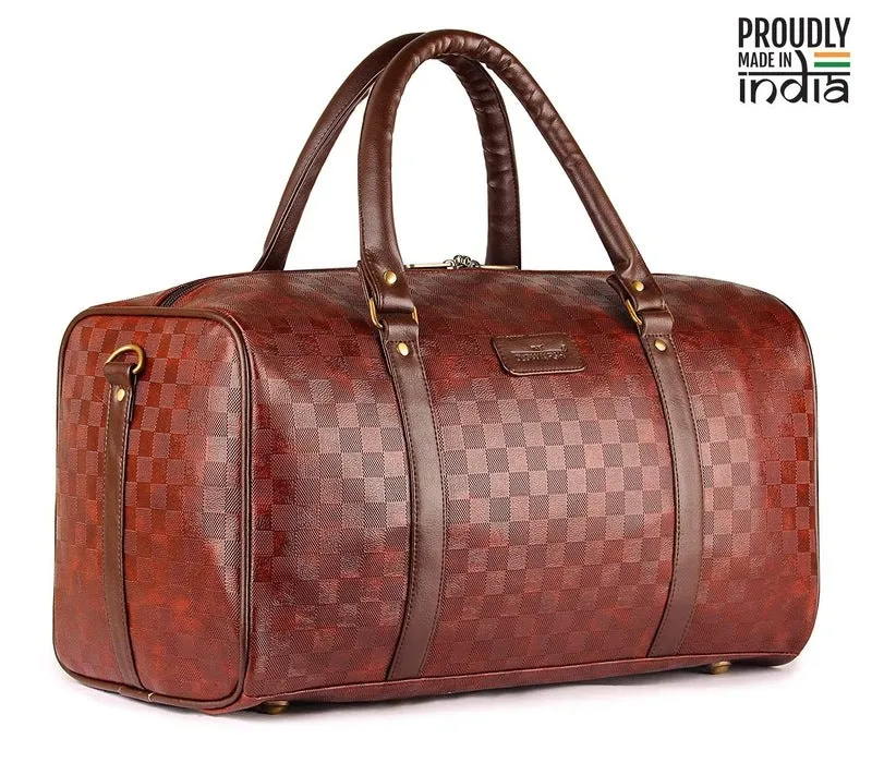 The Clownfish Checkers 27 litre Mahogany Travel Duffle