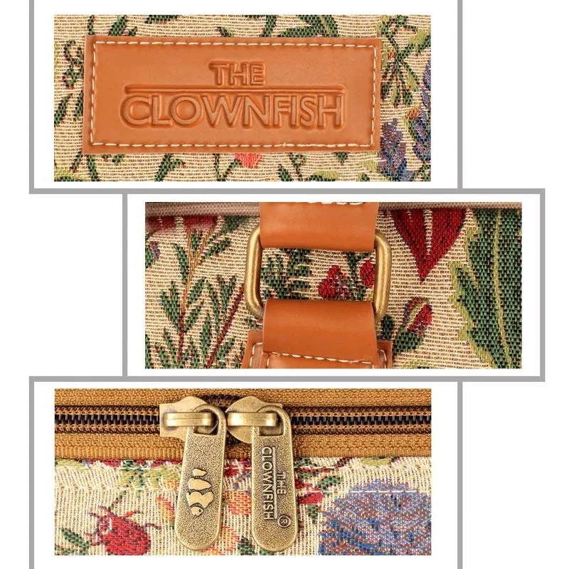 The Clownfish Combo of Flora 27 L Tapestry Travel Duffle Bag & The Clownfish Flossy Multipurpose Tapestry Travel Pouch Toiletry Bag for Men and Women (Flax)