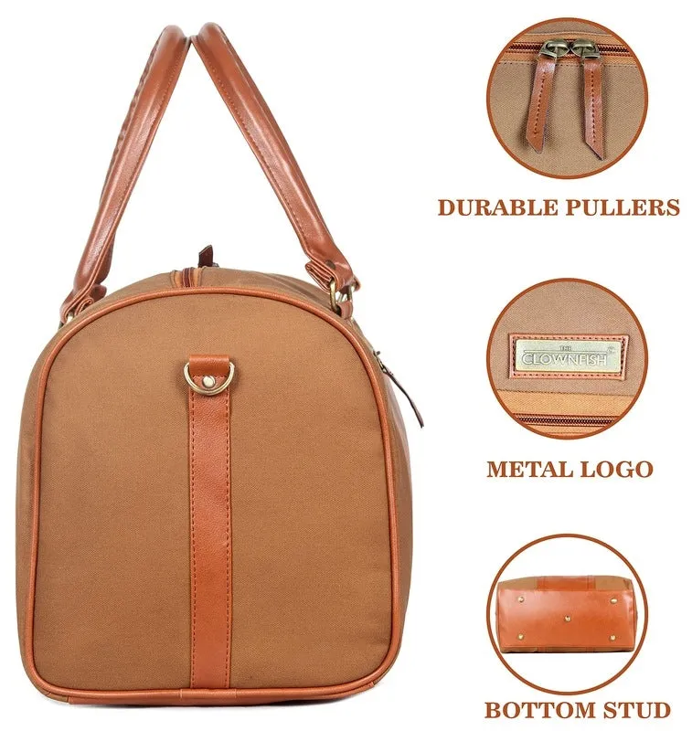 The Clownfish Concordia Travel Duffle Bag - Spacious, Stylish | Adjustable Shoulder Strap | 24L | Khaki