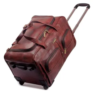 The Clownfish Cruiser 45L Faux Leather Duffel Trolley Bag | 2 Zippered Pockets | 30x55x28 cm | Maroon