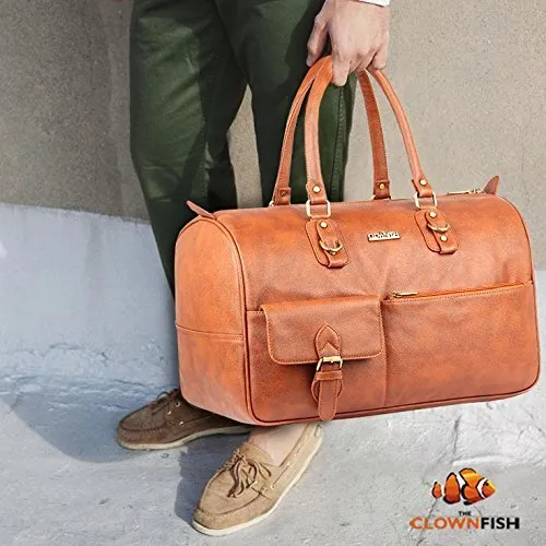 The Clownfish Emperor Faux Leather Travel Duffel Bag | Travelling Bag | Weekender Bag (Cinnamon)