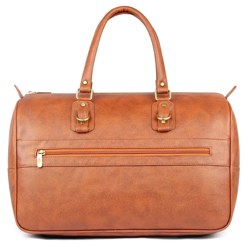 The Clownfish Emperor Faux Leather Travel Duffel Bag | Travelling Bag | Weekender Bag (Cinnamon)