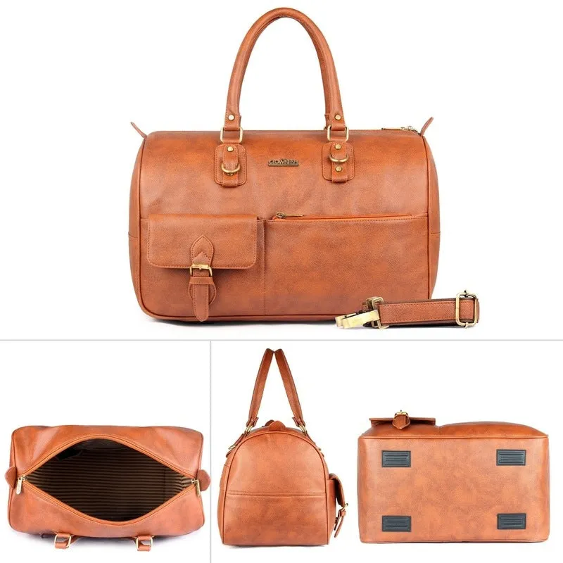 The Clownfish Emperor Faux Leather Travel Duffel Bag | Travelling Bag | Weekender Bag (Cinnamon)