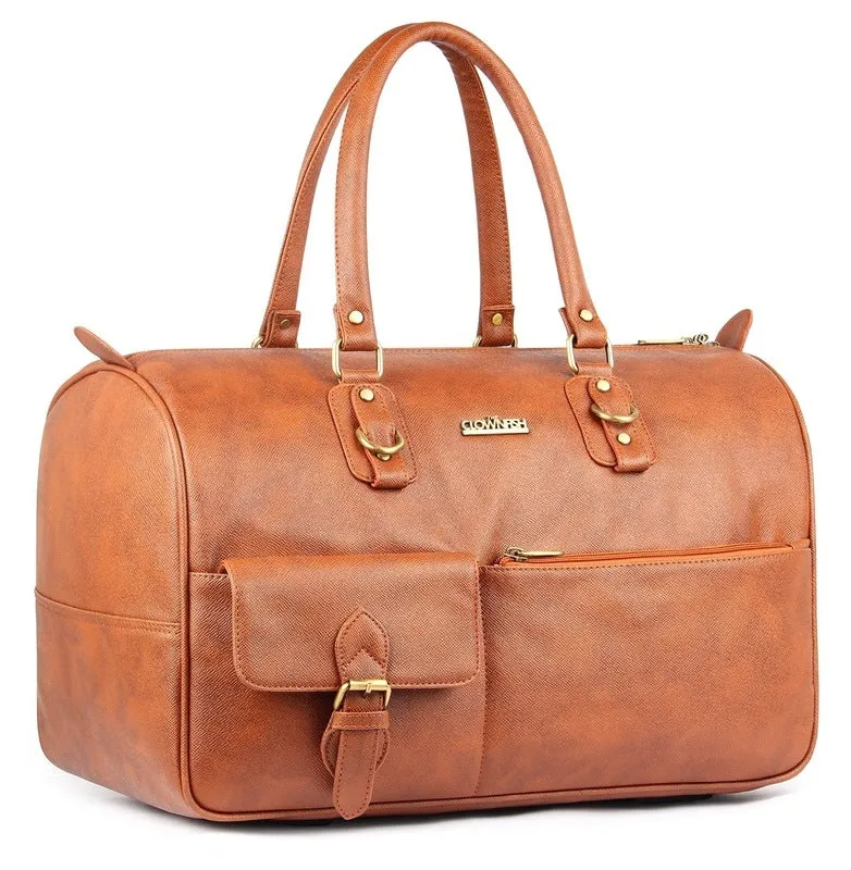 The Clownfish Emperor Faux Leather Travel Duffel Bag | Travelling Bag | Weekender Bag (Cinnamon)