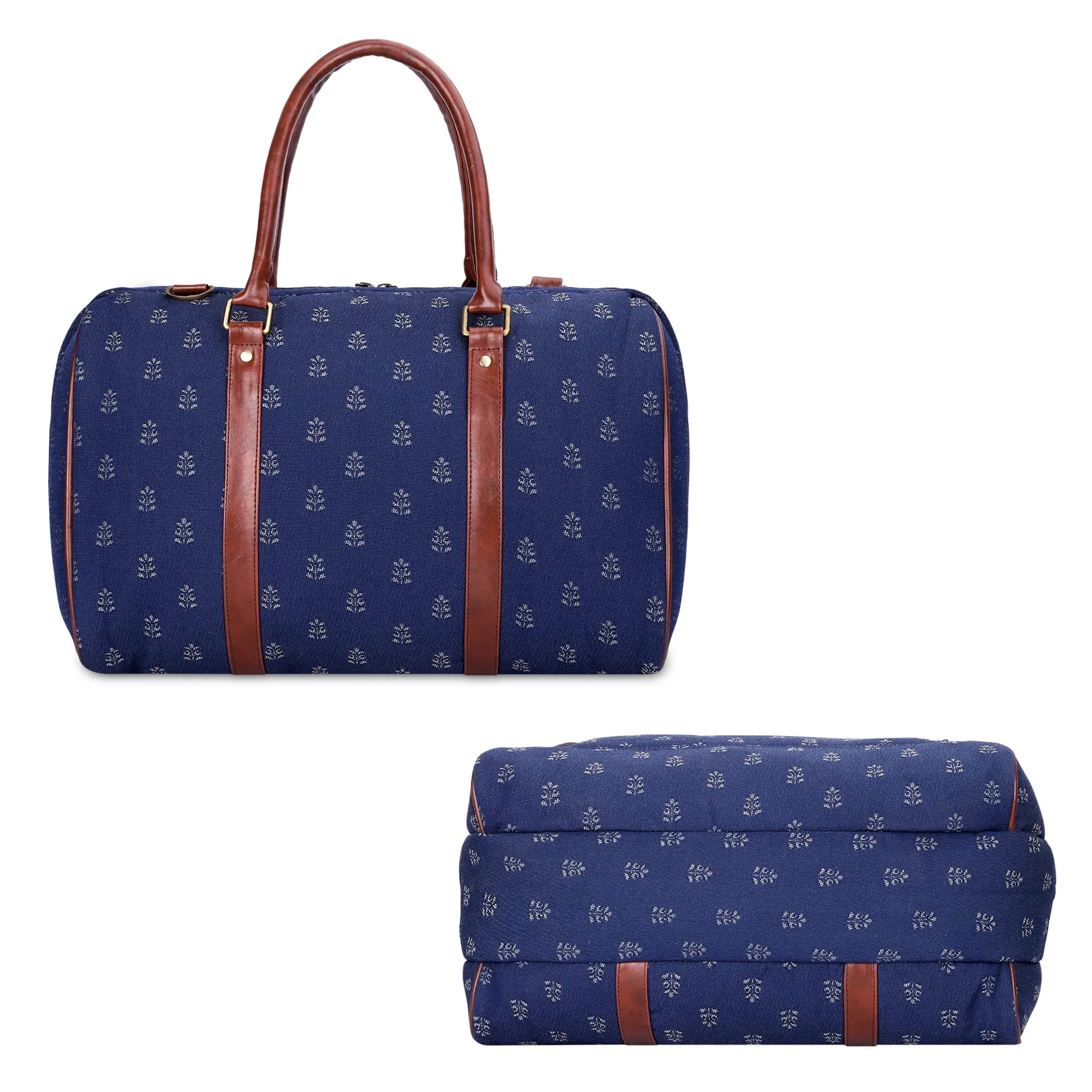 THE CLOWNFISH Fabric Oceania 28 Litres Tapestry Business Travel Duffle Carry-On Luggage Bag With 15.6 Inch Laptop Sleeve (Denim Blue), 24 Centimeters