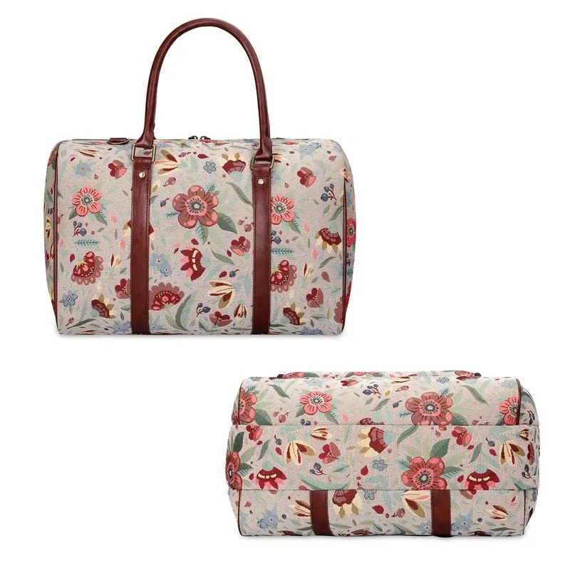 THE CLOWNFISH Fabric Oceania 28 Litres Tapestry Business Travel Duffle Carry-On Luggage Bag With 15.6 Inch Laptop Sleeve (Sky Blue-Floral), 24 Centimeters