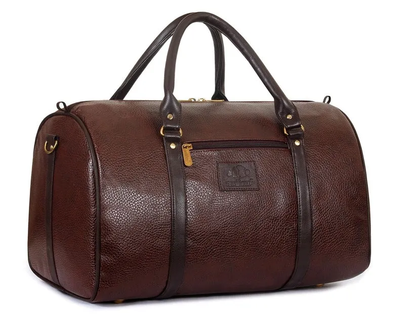 The Clownfish Gabriela 38 litres Unisex Faux Leather Travel Duffle Bag (Umber Brown)