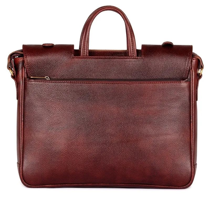 THE CLOWNFISH Genuine Leather Laptop Bag - Durable, Stylish | 14 Inch Capacity | Mahogany