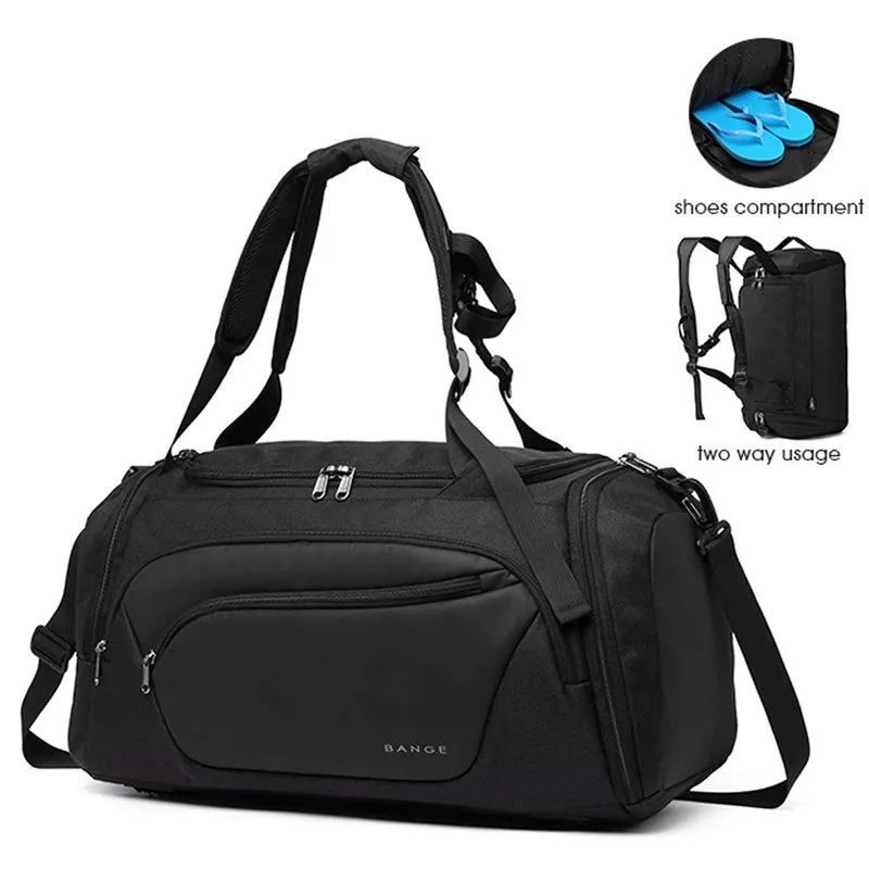 The Clownfish High Capacity Travel Duffle Bag with Shoe Compartment | Adjustable Strap | Black