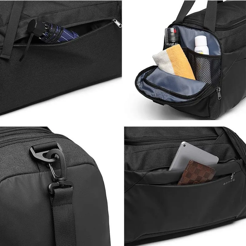 The Clownfish Large Capacity Travel Duffle Bag - Shoe Compartment | Adjustable Shoulder Strap | Black