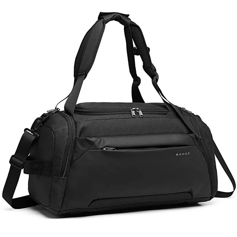 The Clownfish Large Capacity Travel Duffle Bag - Shoe Compartment | Adjustable Shoulder Strap | Black