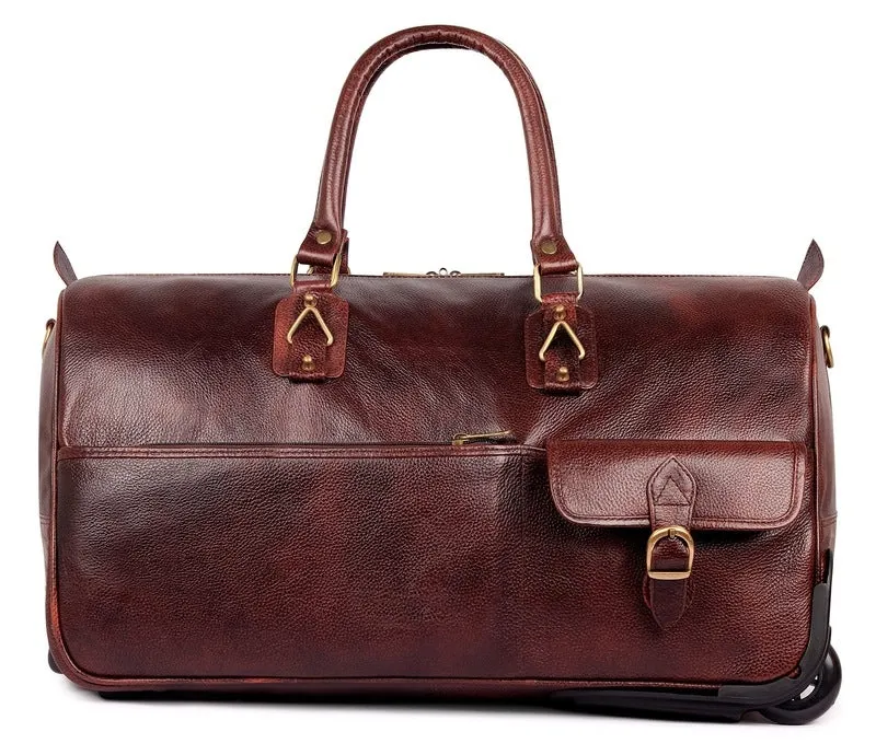 The Clownfish Leather Travel Duffle - Soft Premium Leather | Spacious Compartments | 55cm | Hickory