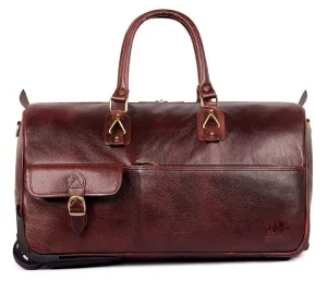 The Clownfish Leather Travel Duffle - Soft Premium Leather | Spacious Compartments | 55cm | Hickory