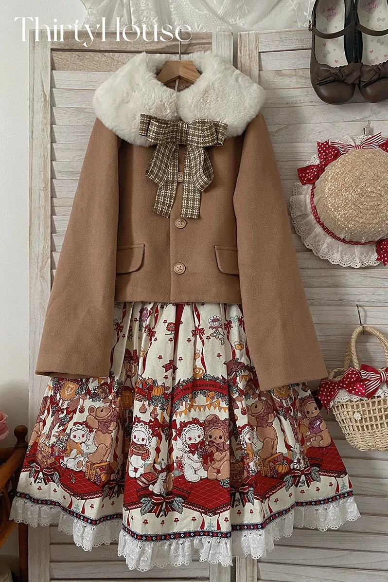 ThirtyHouse~Retro Warm Winter Lolita Wool Coat Short Coat