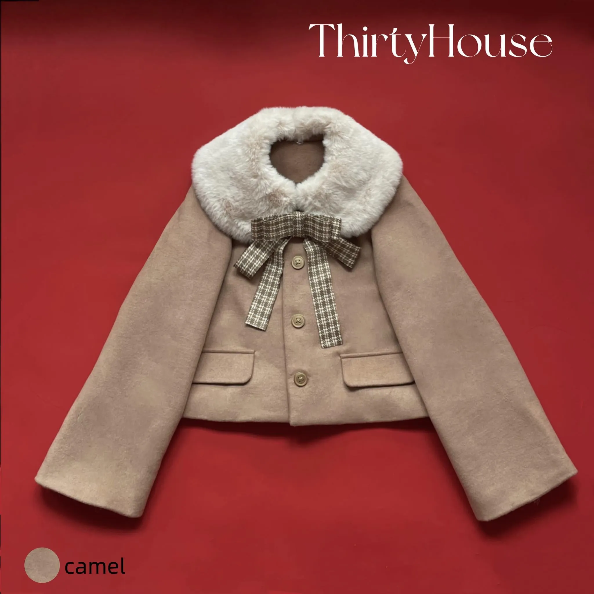 ThirtyHouse~Retro Warm Winter Lolita Wool Coat Short Coat