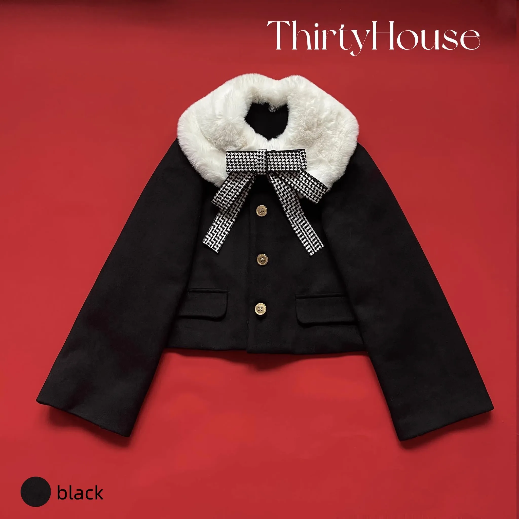 ThirtyHouse~Retro Warm Winter Lolita Wool Coat Short Coat