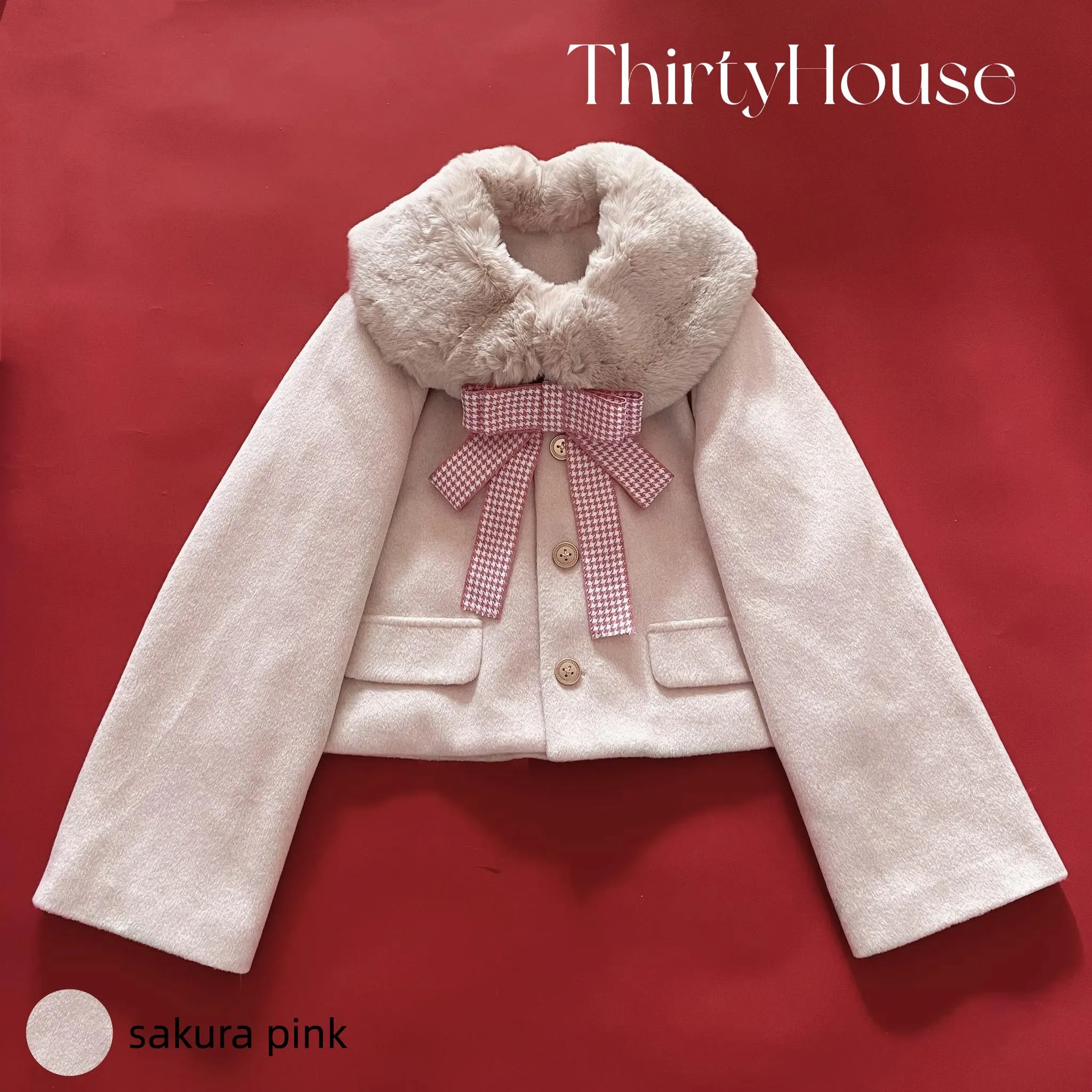 ThirtyHouse~Retro Warm Winter Lolita Wool Coat Short Coat