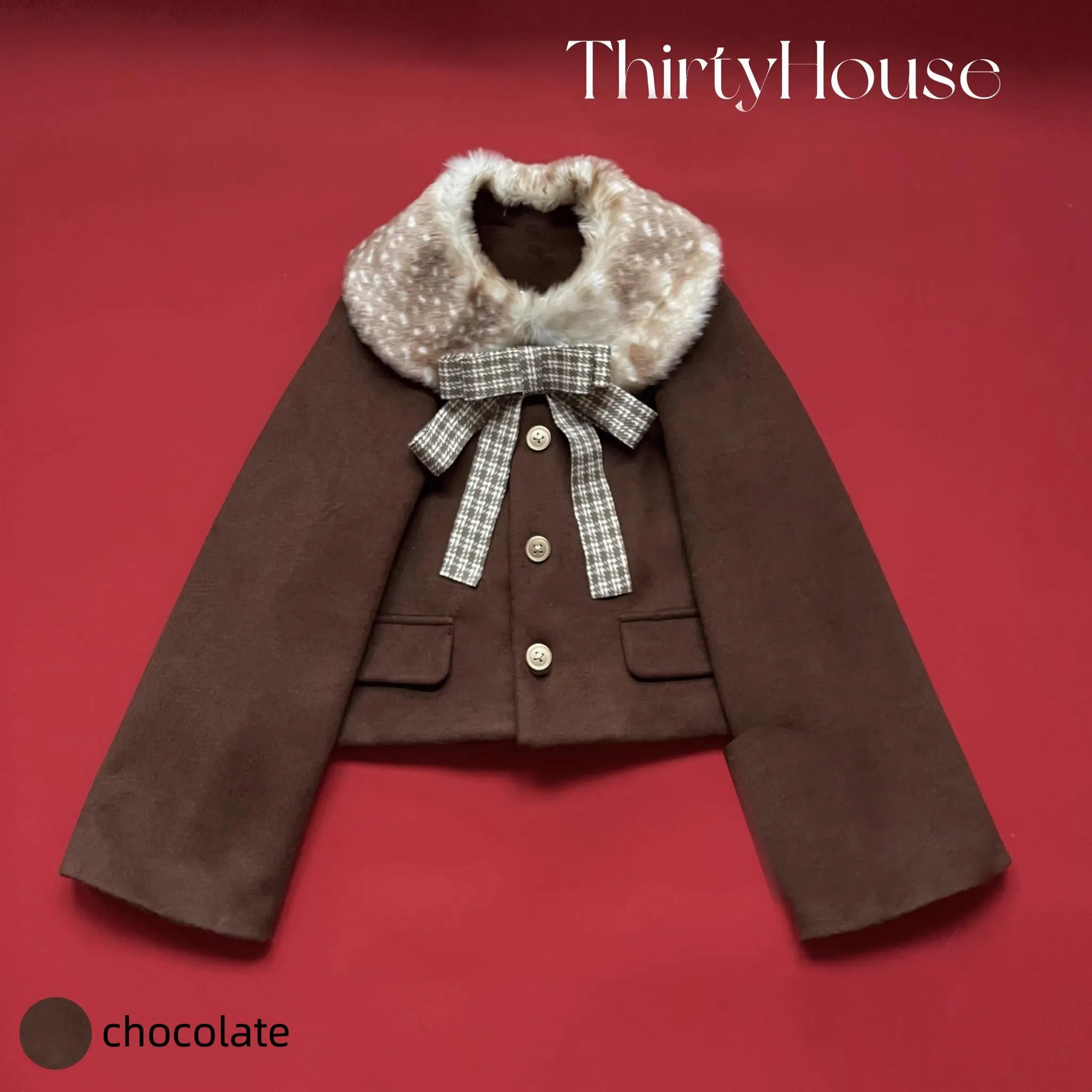 ThirtyHouse~Retro Warm Winter Lolita Wool Coat Short Coat