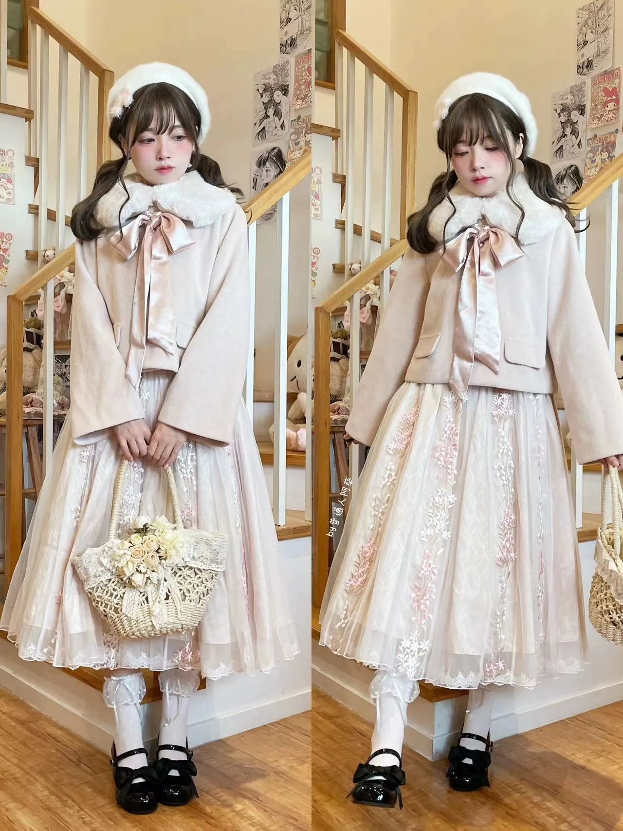 ThirtyHouse~Retro Warm Winter Lolita Wool Coat Short Coat