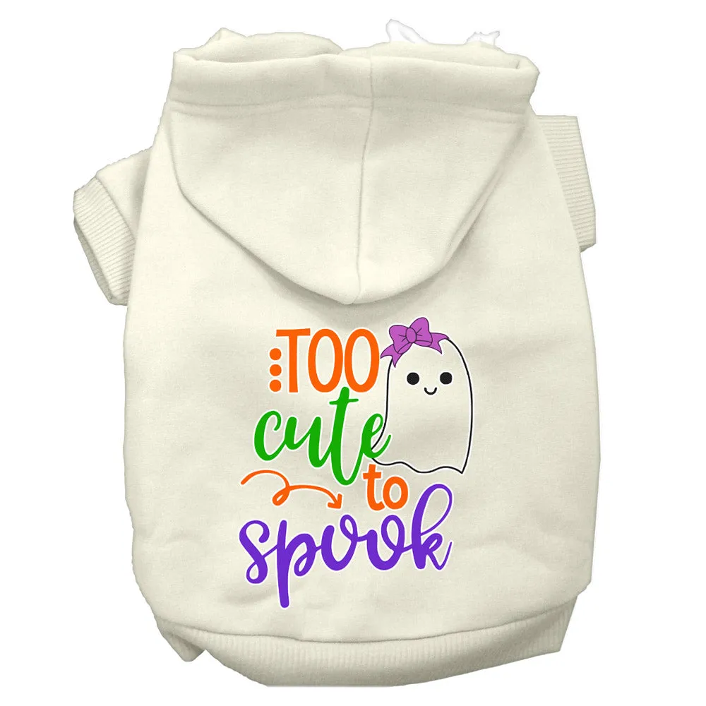 Too Cute To Spook-girly Ghost Screen Print Dog Hoodie Cream Xl