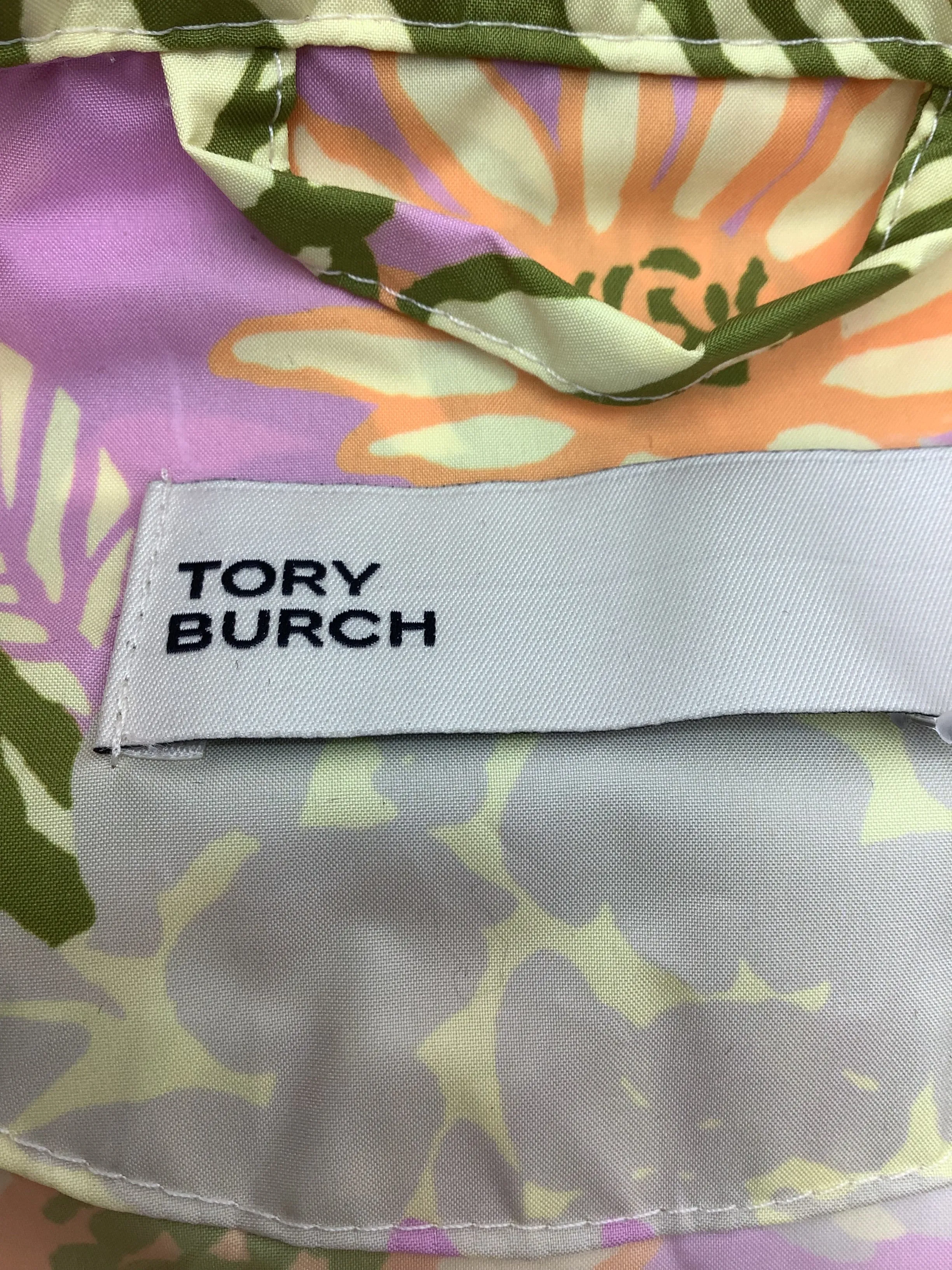 Tory Burch Floral Print Zip Up Jacket Size: M