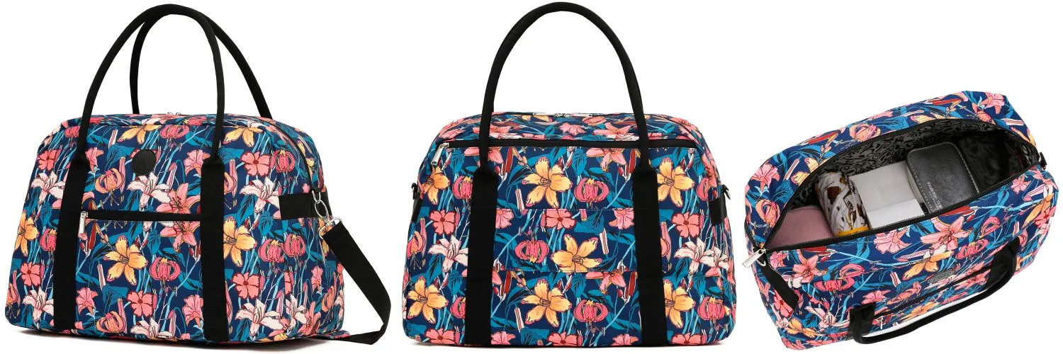 Tosca - TCA935 Fashion Tote/Duffle Bag - Blue Flowers