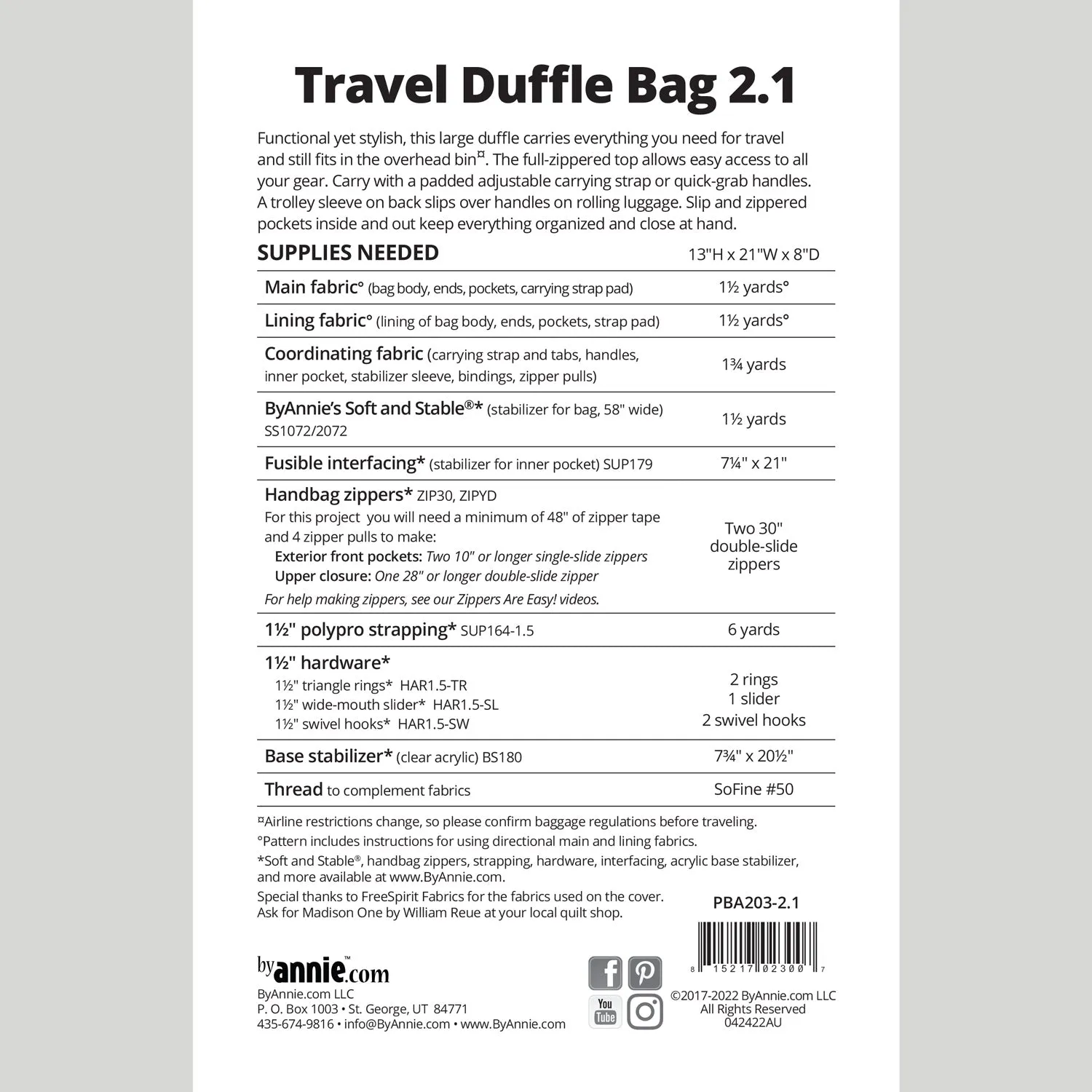 Travel Duffle Bag 2.1 Pattern